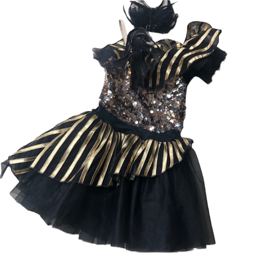 Costume Dance Halloween 1920ās Great Gatsby Black & Gold Girls Size Large